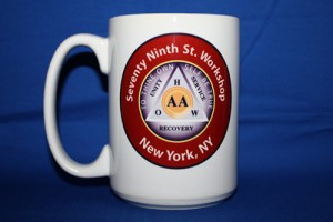 Custom 15 oz ceramic AA group coffee mug with red