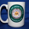 Custom 15 oz ceramic AA group coffee mug with green