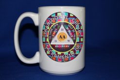 Custom 15 oz ceramic AA group coffee mug with pattern