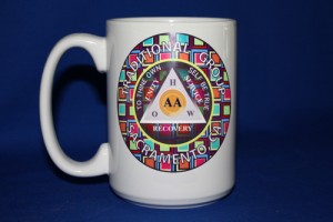 Custom 15 oz ceramic AA group coffee mug with pattern