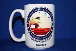 Custom 15 oz ceramic convention coffee mug with logo