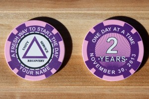 Poker chips for AA groups and conventions