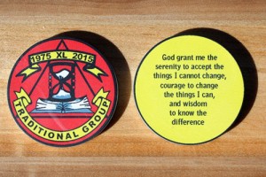 Poker chips for AA groups and conventions