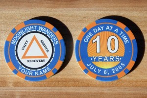 Poker chips for AA groups and conventions