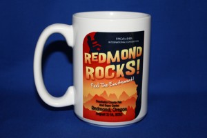 Custom 15 oz ceramic convention coffee mug with logo