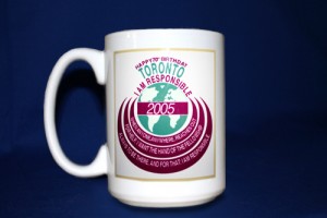 Custom 15 oz ceramic convention coffee mug with logo