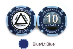 AA Sobriety 1 Year or More Chip - blue and light blue