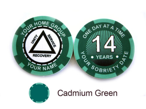 AA Sobriety 1 Year or More Chip - cadmium green