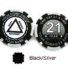 AA Sobriety 1 Year or More Chip - black and silver