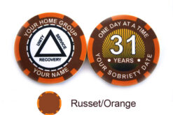 AA Sobriety 1 Year or More Chip - russet and orange