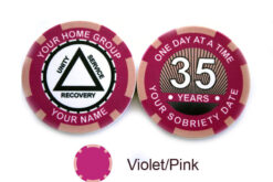 AA Sobriety 1 Year or More Chip - violet and pink