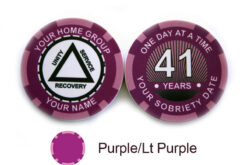 AA Sobriety 1 Year or More Chip - purple and light purple