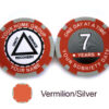 AA Sobriety 1 Year or More Chip - vermilion and silver