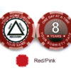 AA Sobriety 1 Year or More Chip - red and pink