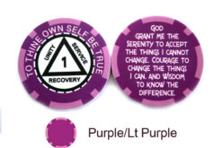 AA Sobriety 1 Year or More Chip - purple and light purple