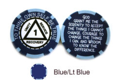 AA Sobriety 1 Year or More Chip - blue and light blue