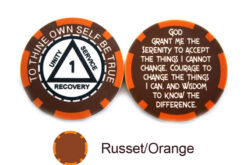 AA Sobriety 1 Year or More Chip - russet and orange