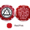 AA Sobriety 1 Year or More Chip - red and pink