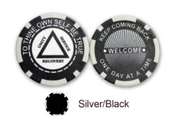 AA Sobriety Welcome Chip - silver and black