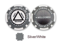 AA Sobriety Welcome Chip - silver and white