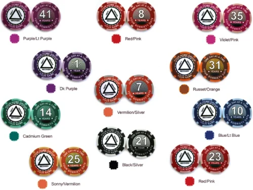 Bulk Order Sobriety Chips of Different Colors